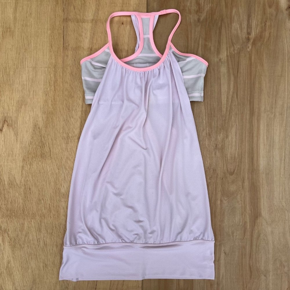 LULULEMON ATHLETICA Women’s Pink Racerback Gym Yoga Tank Top Built in Bra sz 2